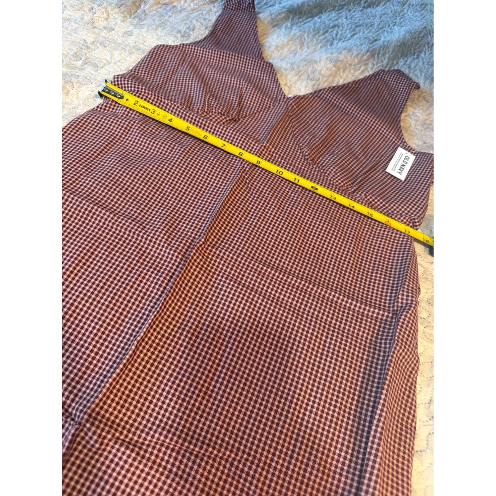 Old Navy Womens Sleeveless A-Line Mini Dress Burgundy Gingham V-Neck Large NEW - Picture 7 of 14
